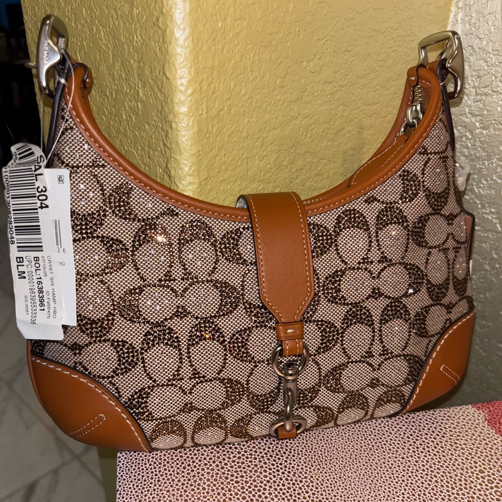 Coach Signature Brown and Tan Shoulder Bag